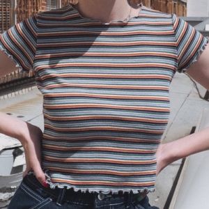 Brandy Melville Striped Ruffle Top